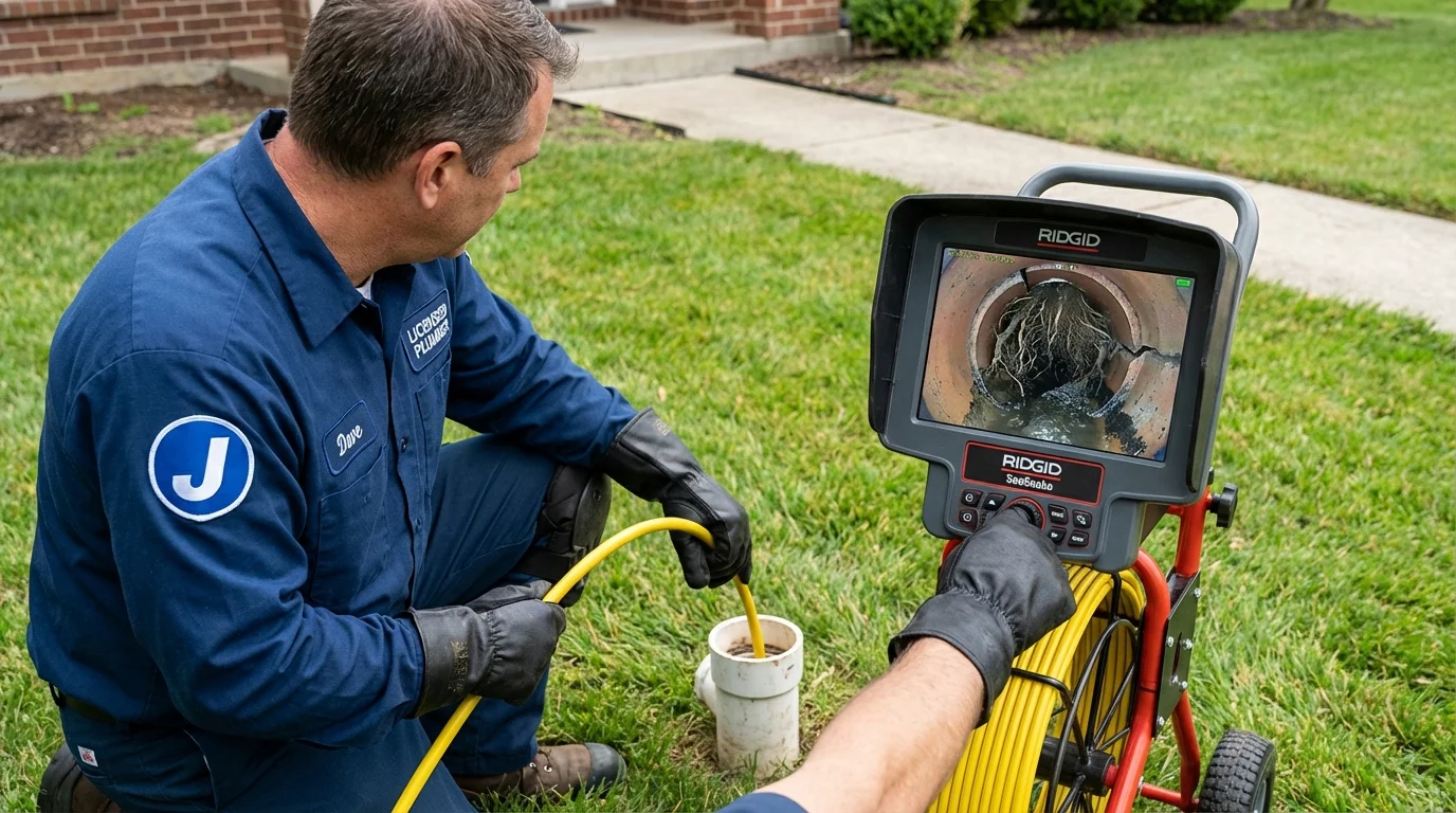 Sewer camera inspection being performed by Johns Plumbing LLC in Westernport