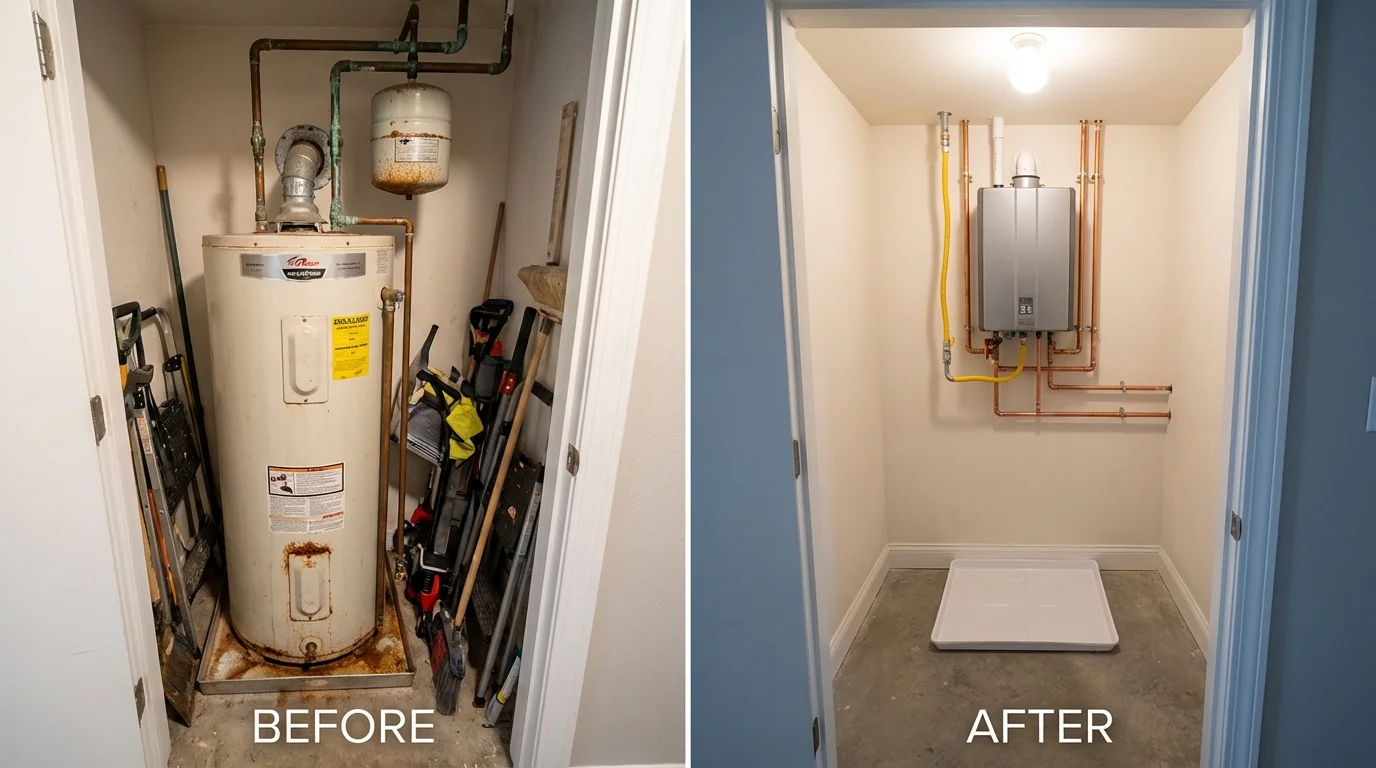 Tank water heater versus wall-mounted tankless unit comparison for Westernport, MD homeowners